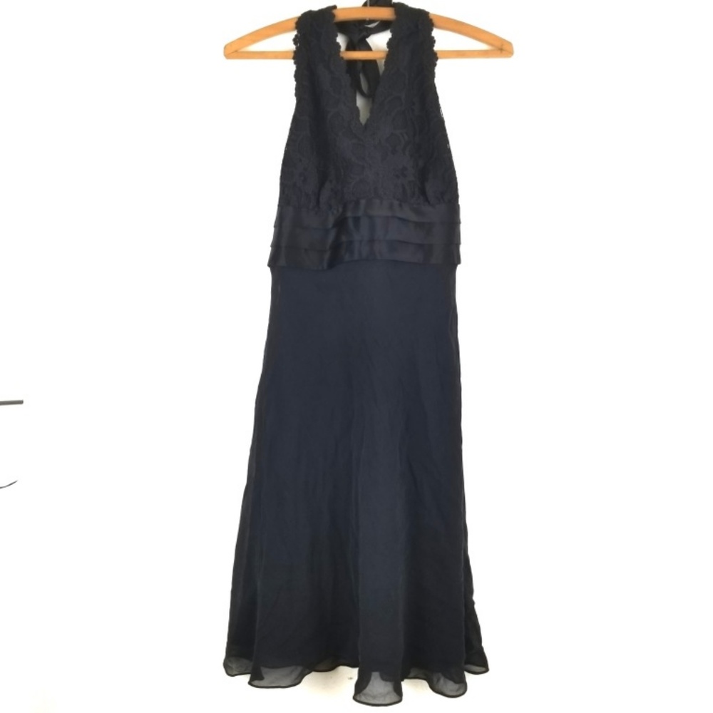 Jones New York Silk LBD Lace Halter Flounce Dress - Picture 2 of 8
